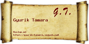 Gyurik Tamara névjegykártya